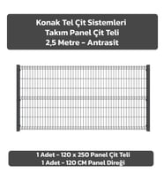KONAK TEL ÇİT SİSTEMLERİ 1 ADET PANEL ÇİT TAKIM 120X250 CM (Antrasit)