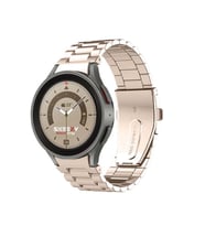 Samsung Galaxy Watch 6 40 43 44 47mm Uyumlu Kavisli Ironweft Döküm Çelik Metal Kordon (Bej)