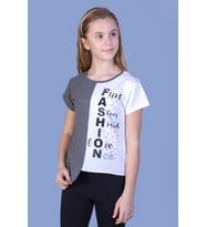 Toontoy Kız Çocuk Fasihon Garni Tişört (Antrasit)