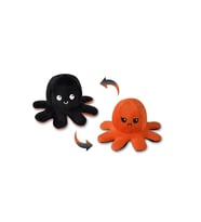 Mood Değiştiren Ahtapot Yastık Çift Yüzlü Ahtapot Peluş 20 Cm - Uyku Ve Oyun Arkadaşı Peluş Oyuncak (Turuncu-Sıyah)