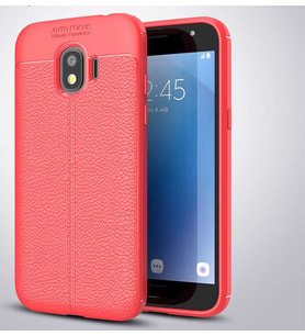 Samsung Galaxy J2 Pro 2018 Kılıf Deri Tarzı Niss Silikon Case (Kırmızı)
