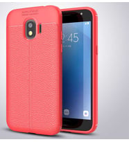 Samsung Galaxy J2 Pro 2018 Kılıf Deri Tarzı Niss Silikon Case (Kırmızı)