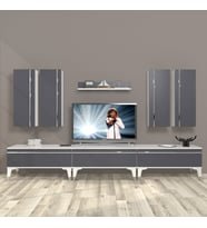 Decoraktiv Eko 8D Mdf Silver Tv Ünitesi Tv Sehpası (Beyaz - Antrasit)