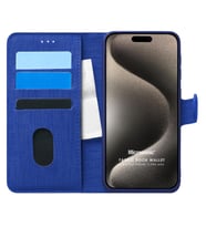Microsonic Apple iPhone 15 Pro Max Kılıf Fabric Book Wallet Siyah (Lacivert)