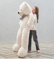 SOLE - 150 cm Papyonlu Peluş Ayı-DEV Boy, % 100 YERLİ - Sevgiliye Özel HEDİYE (Beyaz)