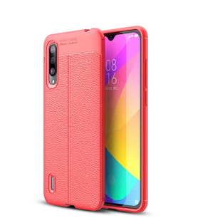 Microsonic Xiaomi Mi 9 Lite Kılıf Deri Dokulu Silikon (Kırmızı)