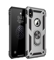 Microsonic Apple iPhone X Kılıf Military Ring Holder (Gümüş)