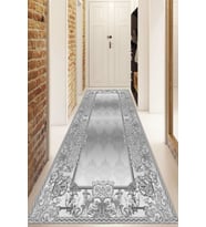 Dijital Baskılı Kaymaz Taban Yıkanabilir Modern Yolluk Ve Koridor Halısı NDU-HK-81 (Gri)
