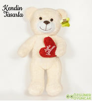 Kendin Tasarla 50 cm Kalpli Pelüş Ayıcık (Krem)