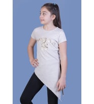 Toontoy Kız Çocuk T-Shirt What Baskı  (Kahve Melanj)