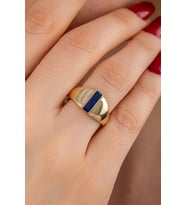 14 Ayar Altın Safir Taşlı Oval Yüzük (Beyaz)