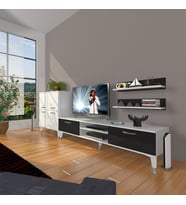 Decoraktiv Eko ON Mdf Dvd Silver Tv Ünitesi Tv Sehpası (Siyah - Beyaz)