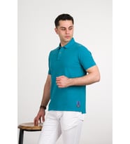 TAŞ YIKAMA REGULAR FİT LACOST KUMAŞ POLO YAKA PAMUKLU ERKEK T-SHİRT (Turkuaz)