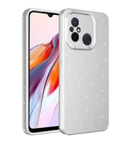 Xiaomi Redmi 12C Kılıf Kamera Korumalı Simli Lüks Koton Kılıf (Gri)