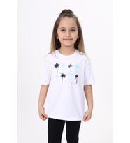 Toontoy Kız Çocuk Baskılı Tişört (Beyaz)