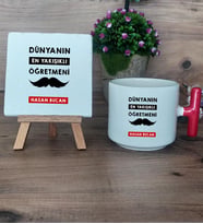 Erkek Öğretmene Hediye Hediye Seti Kupa Bardak T Kulplu ve Dekoratif Taş Öğretmenler Günü Hediyesi (Model 1)