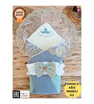 Triko Örgü Kışlık Bebek Kundağı & Bebek Battaniyesi - Pamuklu Yenidoğan Hastane Çıkışı & Hediyelik (Mint)