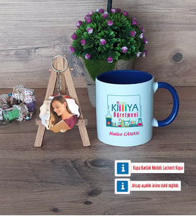 Kimya Öğretmeni Kupa Bardak Beyaz ve Fotoğraflı Ahşap Anahtarlık Hediye Öğretmenler Günü Hediyesi (Model 3)