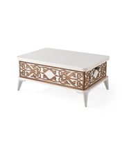 SEFA HOME PRESTİJ DEKORLU SİHİRLİ SEHPA (Beyaz - Gold)