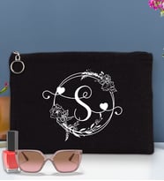 BK Gift Kişiye Özel Harfli Astarlı Portföy Çanta 30x21cm(12 Renk Seçeneği), Baskılı El Çantası, Organizer Çanta (Siyah)