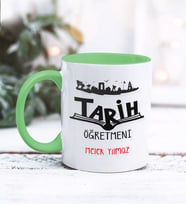 Tarih Öğretmeni Tasarımlı Kişiye Özel Kupa Bardak (Yeşil)