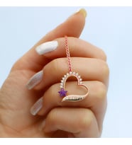 925 Ayar Gümüş kişiye özel Kendin Tasarla kalbimin Çiçeği Kolye (Rose - Gold)