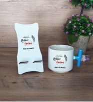 Rehber Öğretmeni Hediye Sepeti Kupa Bardak T Kulplu ve Ahşap Telefon Standı Öğretmenler Günü Hediyesi Rehber Öğretmenine Hediye (Model 3)