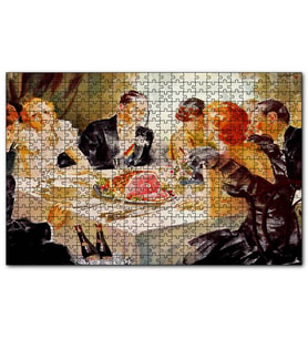 Cakapuzzle Yağlıboya Görünümlü Yemek Masası ve Konuklar  Puzzle Yapboz MDF (Ahşap) (255 Parça)