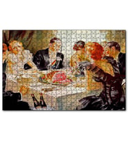Cakapuzzle Yağlıboya Görünümlü Yemek Masası ve Konuklar  Puzzle Yapboz MDF (Ahşap) (255 Parça)