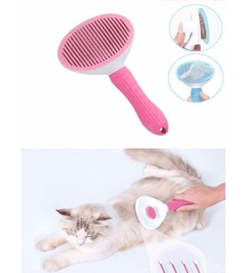 Otomatik Tuşlu Kedi Köpek Bakım Tarağı Tüy Toplayıcı Tarak Zararsız Boncuk Uçlar Tüy Toplayıcı (Pembe)