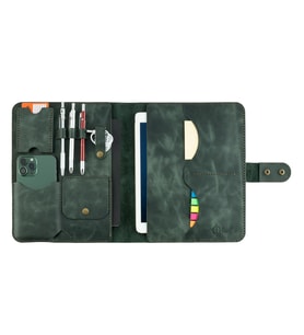 Twingold Kişiye Özel %100 Deri Rainbow iPad Organizer 10.9" Fuşya (Haki)