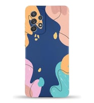 PrintiFy Samsung Galaxy A52 Uyumlu Lansman Kılıf Karışık Renkler Tasarımlı İçi Kadife Kapak (Lacivert)