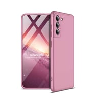 Samsung Galaxy S21 FE Kılıf 3 Parça Slim Sert Silikon Kapak AYS (Rose)
