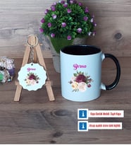 İsme Özel Doğum Günü Hediyesi Kupa Bardak Kırmızı ve Ahşap Anahtarlık Hediye (Model 10)