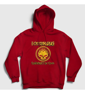 Presmono Unisex Gri Conspiracy The Offspring Kapüşonlu Sweatshirt 177313tt (Kırmızı)