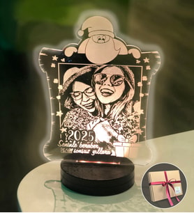 Yılbaşı Hediyesi Kişiye Özel Dikdörtgen Kardan Adam 3d Led Gece Lambası (Beyaz)