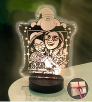 Yılbaşı Hediyesi Kişiye Özel Dikdörtgen Kardan Adam 3d Led Gece Lambası (Beyaz)