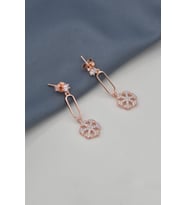 Papatya Silver 925 Ayar Gümüş Sallantılı Köşesiz Dikdörtgen Tektaş Kar tanesi Küpe (Rose)