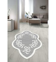 Dijital Baskılı Kaymaz Taban Yıkanabilir Lazer Kesim Salon Halısı Yolluk NLZR-HT-1021 (Gri)