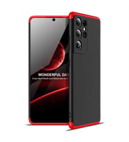 Galaxy S21 Ultra Kılıf Zore Ays Full Koruma Kılıf (Siyah-Kırmızı)