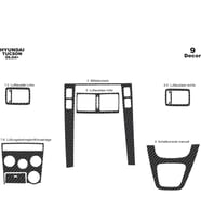 Meriç® Hyundai Tucson Ön Torpido Kaplama Maun 9 Parça 2004-2010 (Karbon)