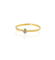 Kadir Jewellery 22 Ayar Altın Kaplama El İşçiliği Zirkon Taşlı Kadın Kelepçe Bilezik (Gri)
