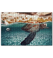 Cakapuzzle Caretta ve Büyük Beyaz Köpekbalığı  Puzzle Yapboz MDF (Ahşap) (500 Parça)