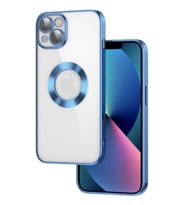 Apple iPhone 13 Kılıf Köşeleri Renkli Şeffaf Kamera Korumalı Silikon Luxury Kapak (Mavi)
