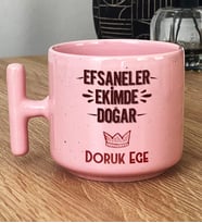 Kişiye Özel Efsaneler Ekimde Doğar Hediye Pastel T Kupa Doğum Günü Hediyesi (Pembe)
