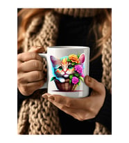 Kedi Baskılı 3D Tasarım Seramik Kupa Mug - Hediyelik Kupa Bardak (03)