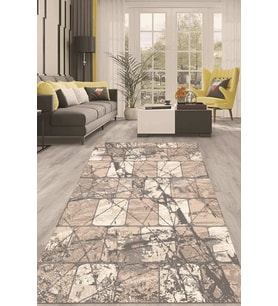 Dijital Kaymaz Taban Yıkanabilir Modern Renkli Salon Halısı Mutfak Halısı Yolluk ND-HT-892 (Vizon)