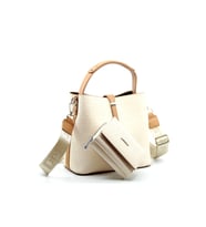 Just Polo Kilit Detaylı Kadın Cüzdan ve Omuz Çanta Kombini PBU4002-1004 (Krem)