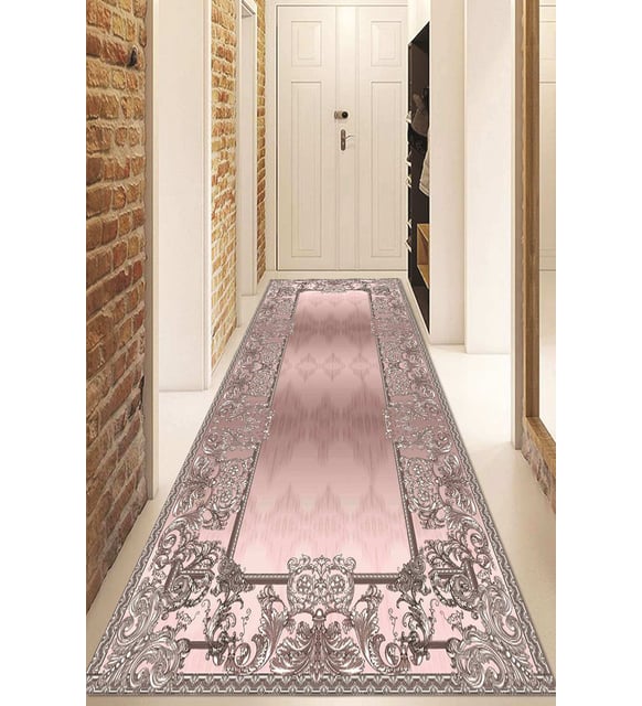 Dijital Baskılı Kaymaz Taban Yıkanabilir Modern Yolluk Ve Koridor Halısı NDU-HK-81 (Pembe)