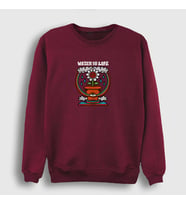 Presmono Unisex Beyaz Water Is Life Çiçek Sweatshirt 289479tt (Bordo)